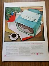 1957 GE General Electric TV Television Ad Big Screen Portable