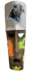 NFL Carolina Panthers Tiki Totem Tribal Hand Carved Mascot Wall Statue 16" x 5" - Picture 1 of 4