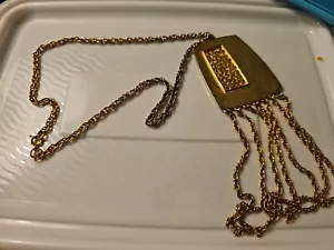 Collana con ciondolo grande tono oro vintage, anni 80, dichiarazione! - Foto 1 di 5