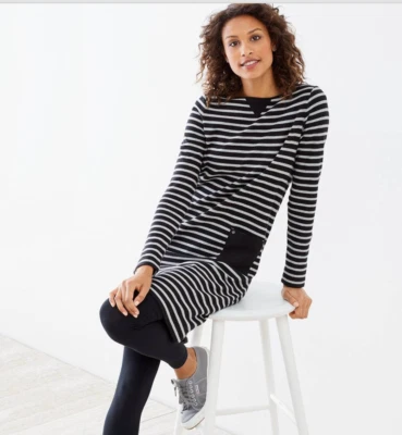 J.Jill ~ MT ~ NUEVO Elegante y Acogedor Vestido Tejido a Rayas Cuello Barco ~ Nuevo con Etiquetas (1A11) Foto 1 de 4