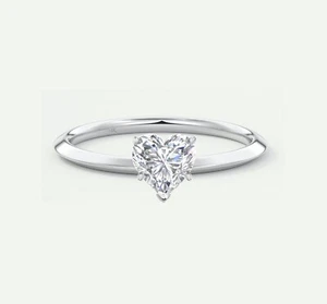IGI F/VS 1 Ct Heart Cut Lab Created Grown Diamond Engagement Ring 14K White Gold - Picture 1 of 2