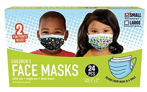 Kinder Einweg Gesichtsmaske, 24 Stück, Alter 2-7, Mehrfarbig - Bild 1 von 2