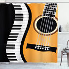Music Shower Curtain Piano Keys Wave and Guitar