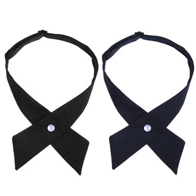 2 piezas Corbata de moño ajustable entrecruzada Uniforme escolar Pre-atado Moño Mujeres Niñas Foto 1 de 4