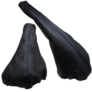 SEAT CORDOBA (99-02) Soufflet Levier De Vitesse et Frein Cuir - Couture Bleu - Picture 1 of 1