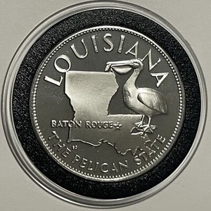 Vintage Louisiana State Proof Collectible Coin Sterling Silver .925 Medal Round - Picture 1 of 15