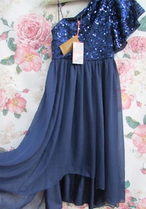 BNWT MONSOON Navy Floaty Sequin Prom Party Occasion Dress 10-11 £60 - Picture 1 of 14