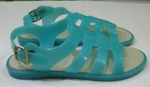 Nuevo Sandalia Jaleas Planas Retro Verano Playa Azul Niña Talla 4 - Imagen 1 de 4