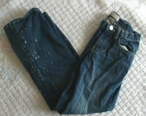 Old Navy 8 Girls Jeans Boyfriend Paint Splatter EUC adjustable waist - Picture 1 of 2