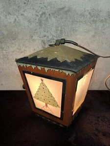Vintage Christmas Metal Light Fixture Santa Display - Picture 1 of 9