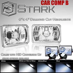 H4651 H4652 H4666 H4656 4x6 Head Light Diamond Glass Housing Lamp Chrome HID (A) - Bild 1 von 5