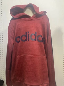 New Adidas Boys Kids Burgundy Pullover Hoodie Size Small - Picture 1 of 3