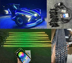8PCS 4FT CHASING Attractive Dream Color IP68 APP +Remote Slingshot Lights Strips - Picture 1 of 12