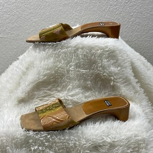 Stuart Weitzman Block Heel Fabric Strap Slide Sandals Womens US 7 - Picture 1 of 9