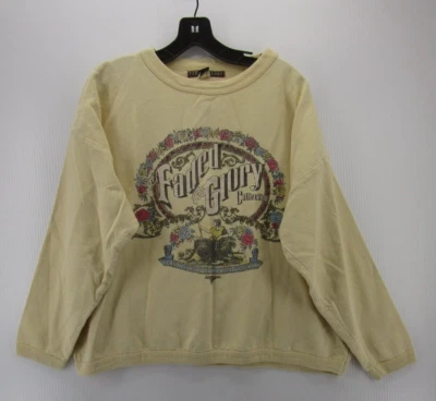 Sudadera DE COLECCIÓN Gloria Desteñida Mujeres OS Amarillo Pullover Gráfico Cuello Barco Años 90 * Foto 1 de 4