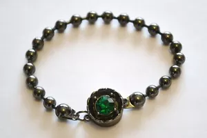 Nuevo Brazalete Metal Magnético Circonita Cúbica Hematita Verde 8" Cuentas - Imagen 1 de 1