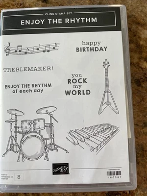 Stampin Up! Набор марок НАСЛАЖДАЙТЕСЬ РИТМОМ: барабаны музыка гитара фортепиано клавиши - Изображение 1 из 3