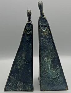 Sydney Kumalo dreieckige Bronze Frau Skulptur afrikanischer Künstler 8,5" 7,75" Paar - Bild 1 von 24