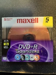 Maxell DVD+R Sparkler 5-pack Blank Media - New in Package Free Shipping - Picture 1 of 2
