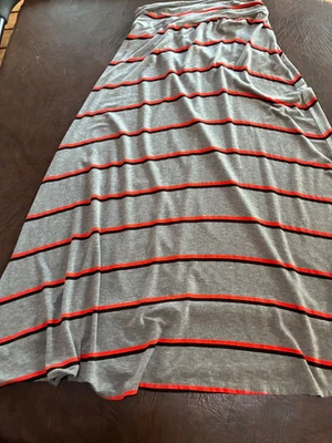 Size S  MERONA Maxi Skirt Gray Orange/Black  Pull On Stretch Rayon - Image 1 of 4