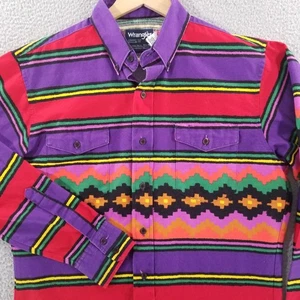 Camisa De Colección Wrangler Para Hombres Mediana 15.5 Púrpura Roja Azteca Vaquero Occidental Suroeste - Imagen 1 de 13