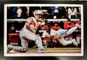 NEW YORK YANKEES JAZZ CHISHOLM JR. SIGNED AUTO 12x18 FRAMED PHOTO W/ JSA WITNESS - Picture 1 of 2