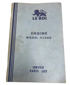 LE ROI Motor Modell H2000 Service Parts List Katalog Oldtimer 1949 ICEI Chicago - Bild 1 von 13