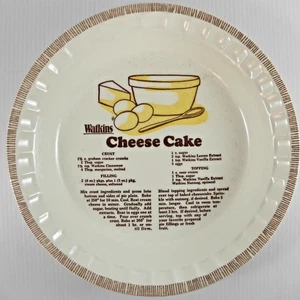 Vintage 1981 Watkins Cheese Cake Ceramic Pie Baking & Serving Dish w/ Recipe - Picture 1 of 2