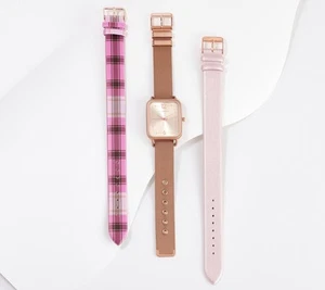 Isaac Mizrahi Live! Watch with S/3 Interchangeable Straps, Pink/Multi - Picture 1 of 1