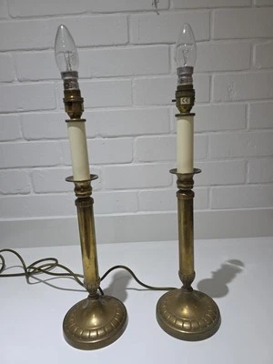  Vintage Pair Brass Candlestick Style Laura Ashley Table Lamps Fully Working  - Image 1 of 4