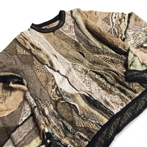 COOGI 3D Knit Sweater Cotton Linen Multi Color Mens Size L Vintage Australia - Picture 1 of 16