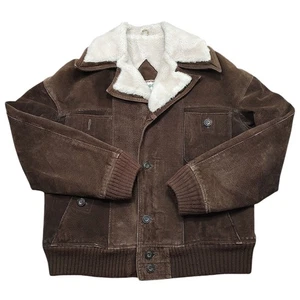 Vtg 70s 60s McGregor Suede Jacket Sherpa Lining Brown Mens 42 Western USA - Picture 1 of 16
