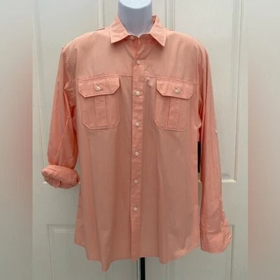 НОВЫЙ с ярлыком-APT. 9 Оранжевый карман кнопка длинным рукавом рубашка L - Изображение 1 из 3