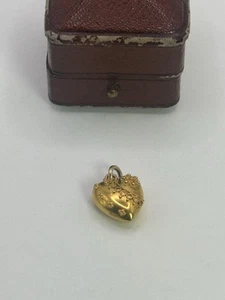 Antiker Charm-Anhänger 15 kt Gold aufgeblähtes Herz - Bild 1 von 4