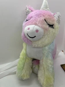 Plush Unicorn Crossbody Purse Holds Coin Small Treasure Rainbow Sequins Glitter - Picture 1 of 16