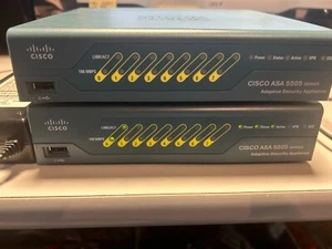 2 Cisco ASA 5505 Fast Ethernet Firewall Security Appliances V09,V15, 1 power cor - Picture 1 of 13