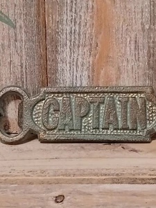 NAUTICAL SEA CAPTAIN Cast Iron Hand Held Bottle Opener Cabin Tiki Bar Decor 5.5" - Picture 1 of 3