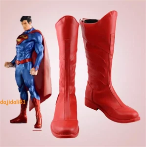 Superman Uomo d'Acciaio Stivali Cosplay Clark Rosso Scarpe Costume Accessorio Halloween - Foto 1 di 6