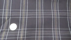 Vintage Cotton Fabric BLACK, GRAY, GLITZY GOLD PLAID 1 Yd/35" Wide - Picture 1 of 2