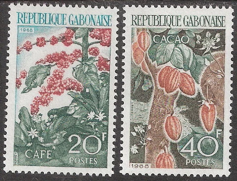 Gabon 1968 Coffee and Cacao Trees MNH (SC# 232-233) Cover