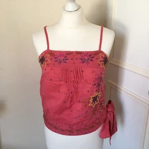 Women’s Sonetti UK 12 Pink Top Spaghetti Straps Beaded Design Tie Waist - Picture 1 of 12