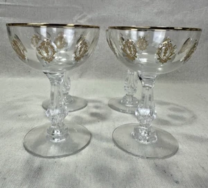 4 Tiffin Franziskaner Glas Gold Palais Versailles Champagner Sherberts Stiele - Bild 1 von 6