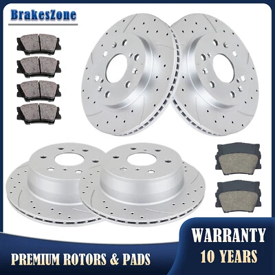 Front & Rear Brake Rotors Pads Kit fit for GMC Yukon XL Drilled Slotted Brakes Foto 1 de 4