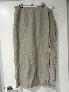 Sportscraft Wrap Long Skirt 100% Linen Brown Size 18 - Picture 1 of 10