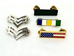 Konvolut 5 US Army Messing Metall Sergeant Rang und 9-11 Pins Kleid Uniform - Bild 1 von 7