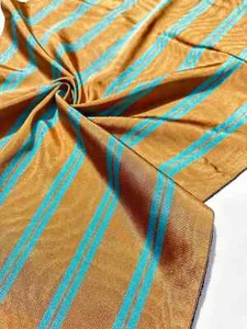 Decorative Silk Moire Fabric With Blue Stripes, Ottoman By 2 Meters. - Picture 1 of 6