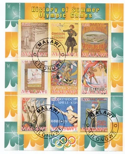 MALAWI - HISTORY OF THE SUMMER OLYMPICS GAMES Souvenir Sheet CTO NH OG #2 - Picture 1 of 1