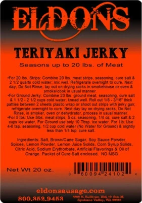 ELDONS SAUSAGE AND JERKY SUPPLY Eldon's Teriyaki Jerky Seasoning - Available in 3 Sizes