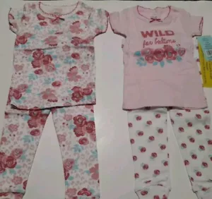 Baby Girls Pink Floral Snug Fit 4pc Pajama Set By Cutie Pie Dreamers Nwt 12M - Picture 1 of 9