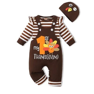 Baby Girl My 1st Thanksgiving Day Outfits Infant Baby Girl Thanksgiving Cloth... - Picture 1 of 9